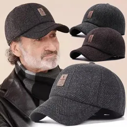 Ball Caps Men Baseball Cap Woolen Knitted Winter Ear Cover For Thicken Warm Hats With Earflaps Sport Golf Snapback