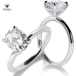 Kadınlar için Nişan Yüzükleri Solitaire Ring 925 STERLING Gümüş 1-3CT Oval Kesim D Renk VVSI Lab Diamond Bantlar Takı 240124