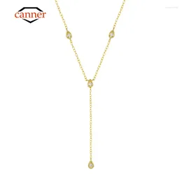 Chains CANNER Fashion Sterling Sier Classic Y Shape Cubic Zircon Tassel Necklace Choker Women's Collarbone Necklaces Fine Jewelry
