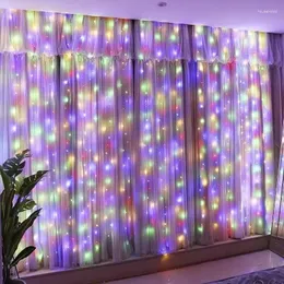 سلاسل 6x3m LED Fairy String Lights Curtain Garland USB Festoon Remote Christmas Decoration for Home Year Lamp Decorative