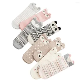Women Socks 2024 Lovely Small Ear Cartoon Animal Panda Fox Harajuku Style Meias Funny Sock Gifts Fashion Sox Sell