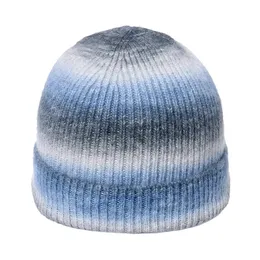 Homens Mulheres Gradiente Arco-íris Tie Dye Hat Skullies Beanies Unisex Inverno Acrílico Stretch Knit Esporte Windproof Quente Melon Cap W43 240123