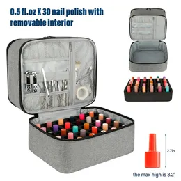 Multifunktion Två lager 30 flaskor nagellack förvaringspåse eterisk oljefodral kosmetisk stor handväska arrangör resväska 240123