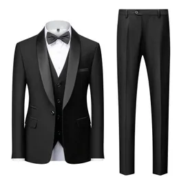 M6XL Mens Casual Business Have Smoking Suit High End Brand Boutique Fashion Blazer Vest Pantaloni Sposo Abito da sposa Party 240201