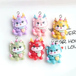 Charms 10Pcs Cute Cartoon Animals Pendants Lucky Dragon Resin For DIY Earrings Necklace Jewelry Making Crafts Accessories