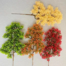 زهور الزخارف البلاستيكية مزيفة الصنوبر الاصطناعية فروع pinaster cypress النبات بونساي زخرفة عيد الميلاد مكتب المنزل