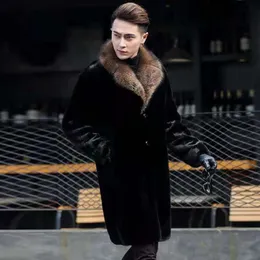 Mink Coat Suit Collar Mens Loose Oversized Fur Long and Thickened Warm Business Leisure Windbreaker OML5