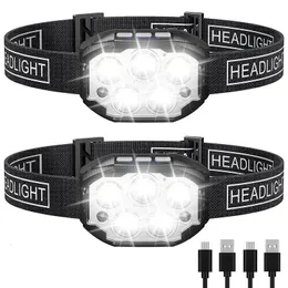 1200 Lumen Led Rechargeable Headlamp Motion Sensor HeadLight Waterproof Head Flashlights For Outdoor Camping Fishing Head Lamp 240124