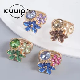 Cluster Rings In Ring Flower Zircon Colorful Adjustable Summer Jewelry Fashion Enamel Aesthetic Woman Beauty For Women