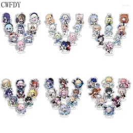 Portachiavi 9 pz/lotto Gioco Honkai Impact 3 Acrilico Piastra di Supporto Cartoon Cosplay Figura Portachiavi Ornamento Donna Uomo Regalo Di Compleanno Accessori