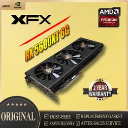 Placas gráficas XFX RX5600XT 6G AMD 7nm 256bit Ventiladores triplos PCIE4.0X16 Vídeo Desktop PC Mapa de jogos de computador usado
