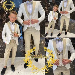 Suit for Boys Wedding Tuxedo 3-częściowy kamizelka Blazer Spods Suit Kids Formal Jacket Cassicized 3-16 lat 240119