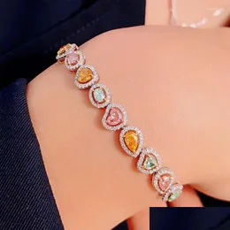 Kettengliederarmbänder Luxus Mticolor Zirkonia Armband Geburtstag Für Frauen / Freundin Geschenk 2022 Mode Weiblicher Schmuck Drop Dhiok