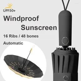 Paraplyer anti-UV Sunproof 48 Bone Large Strong Automatic Paraply Rain Men Women Luxury Business Male Folding Windproect