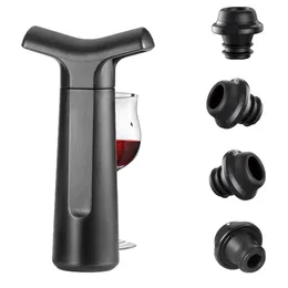 Viboelos Wine Pump With 4 Reusable Vacuum Stoppers Air Keep Fresh Saver Sealing Bar Accessories 240119