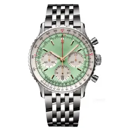 メンズウォッチ航空タイミングクォーツムーブメントカウハイドスチールバンドブレスレットグリーンオロログログリーン高品質の腕時計