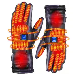 Unisex Electric Heated Gloves 3 Heating Modes Electric Heating Gloves Waterproof PU Leather for Winter Outdoor Sports 240124