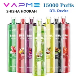 Autentyczny Vapme Shisha Hookah 15000 Puffs Djeńcowy Vape 15K DTL Urządzenie 25 ml Subohm Cewka z cewki Desechable E System kapsuły papierosów