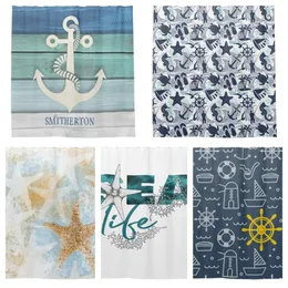 Distressed wooden anchor retro marine life nautical theme shower curtain bathroom curtain with hook bathroom curtain l220cm 240131