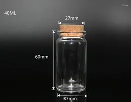 Flaskor 10st 37 60mm glasflaska som önskar tomt prov förvaringskryddor flaskor med korkstoppare - transparent bröllopspresent