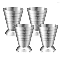 측정 도구 품질 품질 4 개 조각 칵테일 컵 스테인리스 스틸 jiggers 2.5 oz 75 ml 바텐더 베이커를위한 5 큰술 음료
