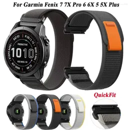 Watch Bands QuickFit 22 26mm Bracelet Strap For Garmin Fenix 7X 7Pro Solar 6X 6 Pro 5 5X Plus MARQ EPIX Gen 2 Mk2i Mk2 Nylon Smart Watchband