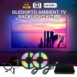 Controladores Gledopto Ambient TV Backlight Kit 3.0 LED Strip RGB IC HDMI Caixa de sincronização compatível com suporte de luz 4K 60Hz para 50 a 65 polegadas