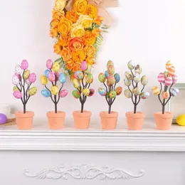 Bunte Ostereier Ast DIY Malerei Schaum Hase Dekoration für Home Decor Hochzeit Party Fake Blumen Pflanzen 240122