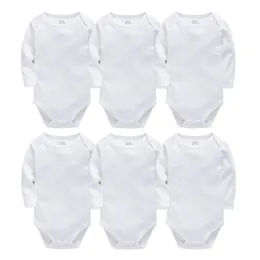 Verão outono bebê bodysuits algodão nascido menino menina manga longa conjunto branco corpo em branco bebes bebê menina macacão sólido 240118