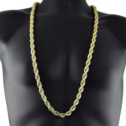 Novo rendy 75cm masculino hip hop colar 14k ouro 8mm enorme corda de trigo colar correntes colar link corrente