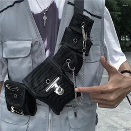 Midjepåsar Streetwear Bag Tactical Function Crossbody Pack Chest With 5 Pockets Hip Hop Unisex Packs Phone Belt YB326
