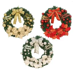 Kwiaty dekoracyjne 16 -calowe Kunstmatige Kerst Met Ballen Strik Ornamenten Bloemen Xmas Garland