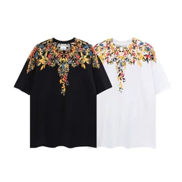 MB Men 's T-Shirts2024SS 디자이너 Marcelo MB Trendy 브랜드 깃털 짧은 슬리브 꽃 유화 날개 인쇄 남성 및 여성 티셔츠