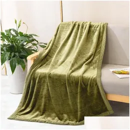 Blankets Swaddling Wholesale Office Nap Baby Accessories Born Solid Color Flannel Childrens Blanket Thickened Drop Delivery Kids Mater Ot5Ks