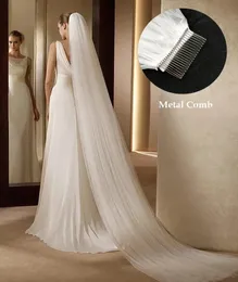 Commercio all'ingrosso morbido tulle 3 metri 5 metri bianco avorio voile mariee velo da sposa lungo con pettine in metallo copricapo da sposa Vestido De Noiva 240123