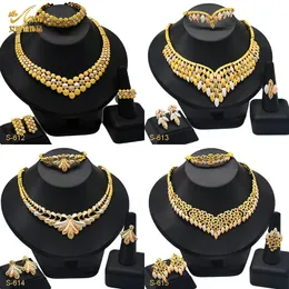 ANIID Indisches 24K vergoldetes Halsketten-Set für Frauen, Party, Braut, Hochzeit, äthiopischer Luxus-Dubai-Schmuck, Großhandel, Geschenke 240123