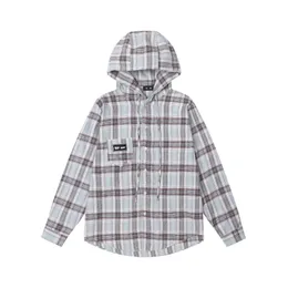 Designer Men's Hoodies Chest Pocket Design High Street Retro Jacket Men's and Women's Hooded Striped Plaid Shirt Sweatshirt