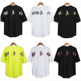 Męskie koszulki Summer Mens Palm T-Shirt Graffiti T-shirt Palms Angels City Designer Limited Inkjet Graffiti Printing Mens Women Angels T Shirt Angles Tees Hy27