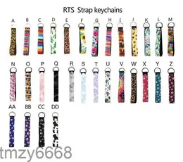 Neopren-Armband-Schlüsselanhänger, bedrucktes Hand-Handgelenk-Lanyard, Schlüsselanhänger-Halter, Blumenstreifen, Leoparden-Schlüsselanhänger, Schlüsselanhänger, Tasche, Anhänger QU2D