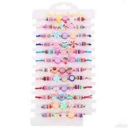 Charm Bracelets 12 Pcs Cute Bracelet Woven Colored Beaded Beads For Girl Drop Delivery Jewelry Dhiwv