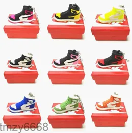 Großhandel Designer Mini Silikon Sneaker Schlüsselanhänger mit Box für Männer Frauen Kinder Schlüsselanhänger Geschenk Schuhe Schlüsselanhänger Handtasche Kette Basketball Schuhhalter FLM1