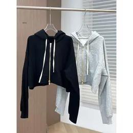 womens sweater Autumn/winter New Zipper Hoodie Coat Letter Embroidery Fashion Versatile Loose Short Women's