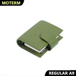 Moterm Pianificatore di anelli formato A9 regolare Pelle bovina martellata Mini anelli a 3 fori Notebook con anelli da 19 mm Organizer Diario di viaggio 240130