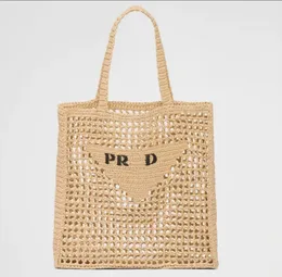 Einkaufstaschen Designer -Tasche Strohbeutel Strandtasche Mode Mesh Hollow gewebt für Sommer Strohbag Schwarz Aprikosen Sommergewebe