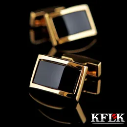 KFLK-skjorta manschettknappar för männmärke manschettknappar guldfärg manschett länkar gemelos högkvalitativa bröllop abotoaduras gäster 240124