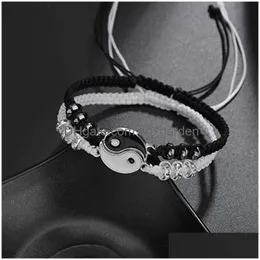 Charm Bracelets Yinyang Bracelet Weae Combination Couple Bangle Cuff Friendship Lover Fashion Jewelry Will And Sandy Drop Delivery Dhpof