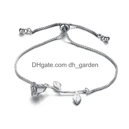 Charm Armbänder Blume Rose PL String Verstellbare Armband Goldketten Frauen Mode Schmuck Geschenk und sandige Drop -Lieferung DHZTF