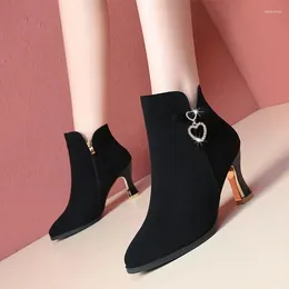 ブーツcresfimix women classic high quality pointed toe short anklecle lady fashion black office autumn botas femininas a7029