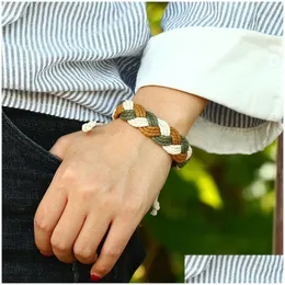 Other Bracelets Contrast Color Adjustable Rope Weave Braid Bracelet Bangle Cuff For Women Men Fashion Jewelry Will And Sandy Gift Dr Dhxqb
