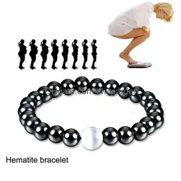 Perlen Magnetische Hämatit Armband Punkt Weiß Stein Stränge Armband Armreif Manschette Für Frauen Herren Powerfashion Schmuck Will Und Sandy Dhs6Z